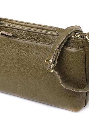 Кожаная сумка с плотным дном для женщин vintage 22984 оливковый