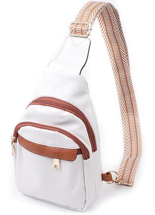 Женская сумка через плечо с отверстием для наушников из экокожи vintage 22785 белый