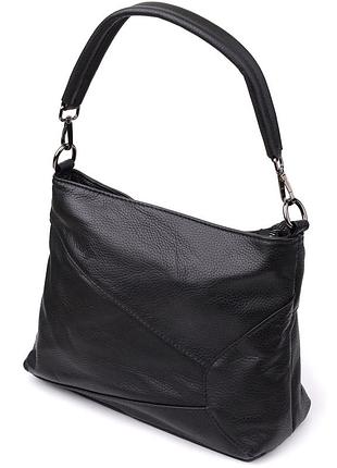 Небольшая женская сумка с двумя ремешками из натуральной кожи vintage 23014 черный