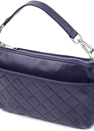 Женская сумка из натуральной кожи с двумя ремешками vintage 22928 синий