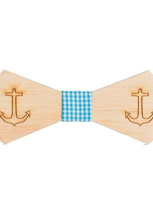 Деревянная галстук бабочка с выгравированным якорем gbd-377