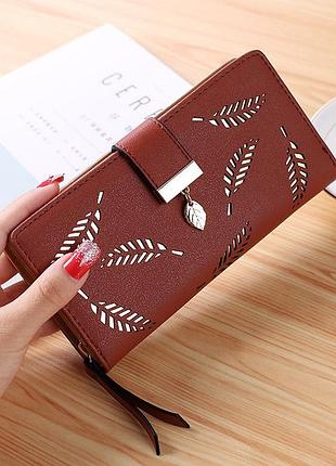 Женский клатч кошелек коричневый