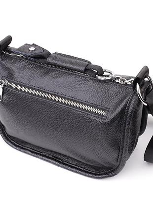 Полукруглая сумка для женщин из натуральной кожи vintage 22905 черный