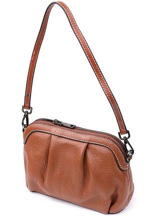 Женская сумка с драпировкой из натуральной кожи vintage 22895 коричневый