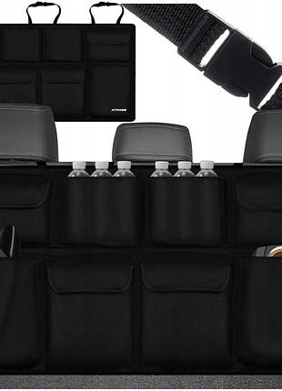 Органайзер в багажник на спинку сиденья xtrobb — чёрный, 86,5×48 см, 8 карманов, oxford 600d, крепление на подголовники