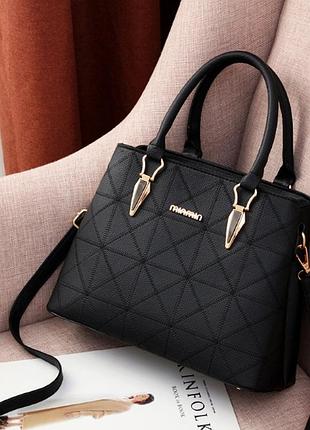 Стильная женская сумка эко кожа черная