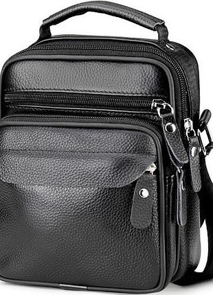 Мужская кожаная барсетка через плечо 17х21х9, мессенджер с ручкой bexhill bx-54551 черная