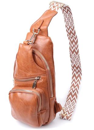 Стильная женская слинг сумка через плечо из экокожи vintage 22751 рыжий
