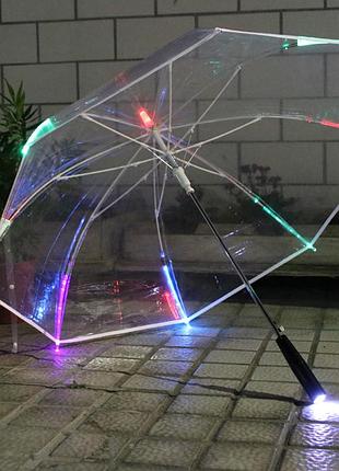 Прозрачный зонт-трость mario с led-подсветкой и фонариком, mr 0006-1