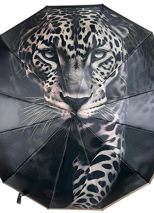 Жіноча парасоля автомат "леопард" на 12+4+2 карбонових спиць сатиновий купол від mario, беж, mr 079-1
