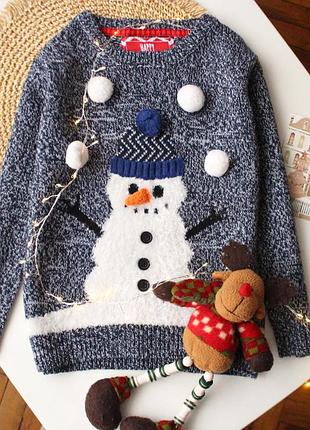 Красивый новогодний свитер со снуговиком rebel 5-6 лет