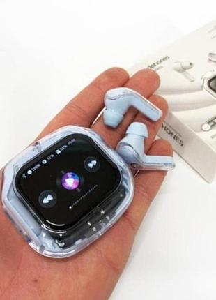 Беспроводные наушники в кейсе с сенсорным led дисплеем и зарядкой