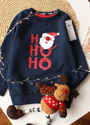 Утепленный новогодний свитшот с сантой m&amp;co 18-24 мес