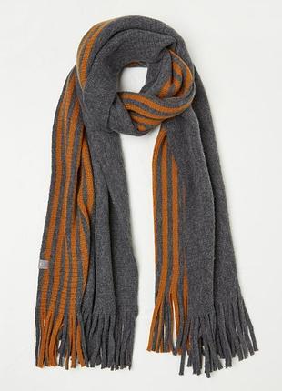 Теплый шарф длинный зимний шарф серый