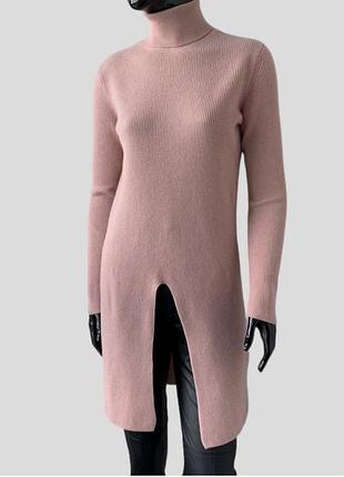Подовжений кашеміровий светр туніка dankeyun з високим коміром під горло водолазка 100% кашемір