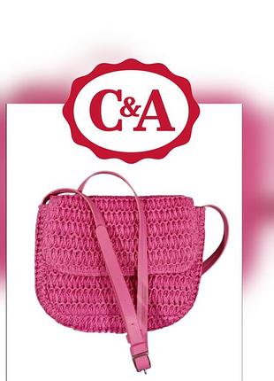 Плетёная сумка розовая c&a • компактная, лёгкая оригинал