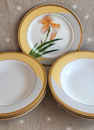 Набор тарелок 6шт глубоких + 1тарелка, queens luxury