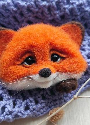 Лиса - брошка валяна з вовни