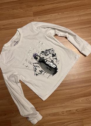 Нарядний білий реглан пінгвін zara next m&s