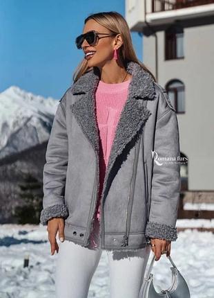 Утепленная куртка косуха boohoo на натуральном меху, теплая косуха большого размера