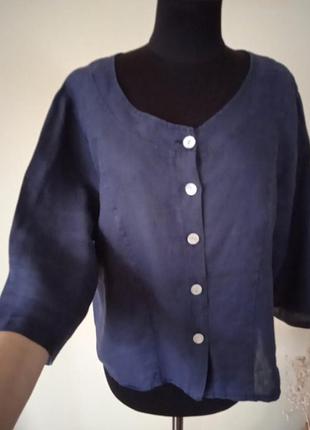 Блуза льняная большой размер на перламутровых пуговицах