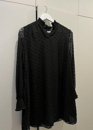 Сукня жіноча next з прозорим рукавом, принт горох , розмір s-xs