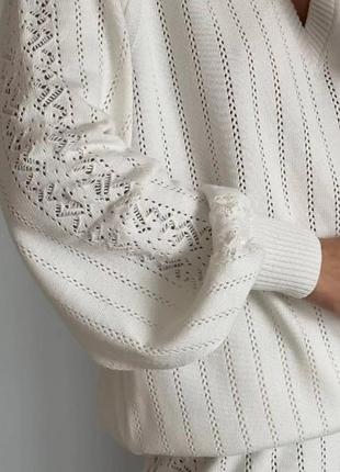 Вязаный костюм хлопок свитер и брюки штаны