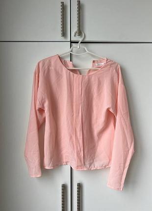 Розовая шифоновая блузка блуза