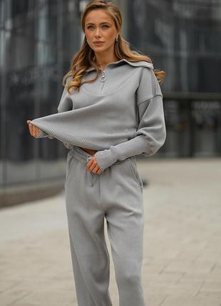 Вязаный костюм шерсть хлопок свитер и брюки штаны