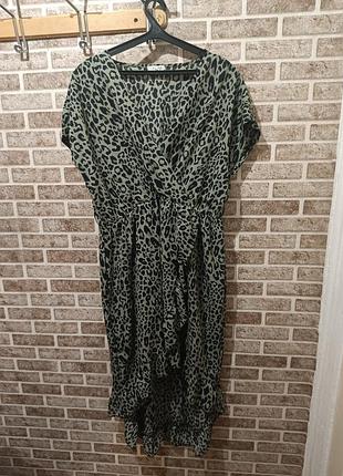 Платье бируза в леопардовый пент большого размера
