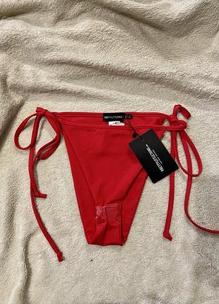 Купальник  роздільний високі плавки бікіні на зав’язках червоний ptettylittlething 8/5/36 новий з біркою
