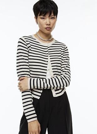Кардиган в смужку жіночий кардиган на ґудзиках h&m