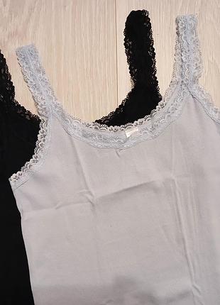 Женская майка в рубчик с кружевом esmara