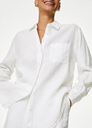 Сорочка біла лляна м&s