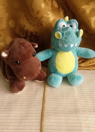 Игрушки мягкие дракон и бегемот, 2 шт набор, plusch heunec