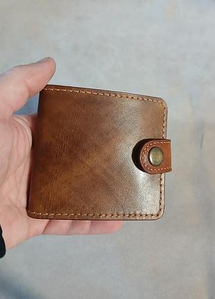 Кожаный кошелек с монетницей, ручная работа