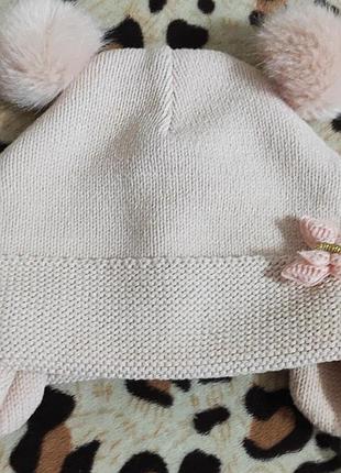 Шапка детская для девочки 6-9 мес