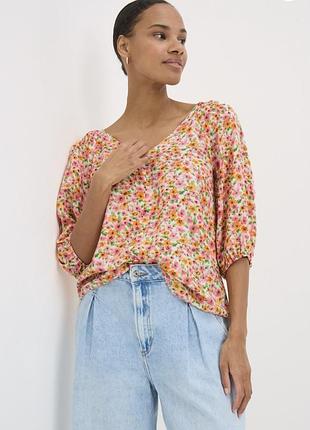 Блуза в цветочный принт большой размер батал вискоза papaya