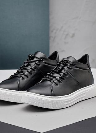 Кеды мужские зимние на утолщенной подошве, ботинки gross короткие на меху натуральная кожа к-2