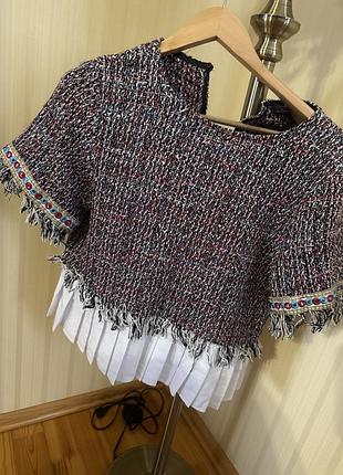Комбінований топ з твіду zara