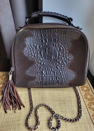 Шкіряна коричнева сумка