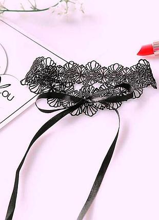 Ажурний мереживний чокер зі щільного гіпюру tender sweet - чорний - еротична білизна drive