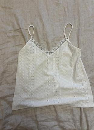 Біла майка топ мереживо