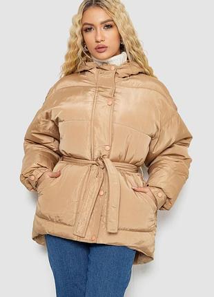 Куртка женская демисезонная с поясом, цвет бежевый, 207r2023