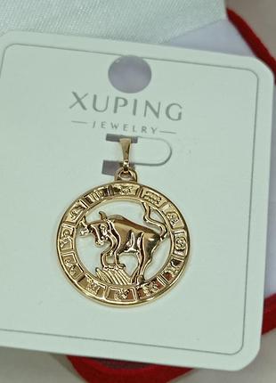 Красивый кулон знак зодиака телец. позолота.