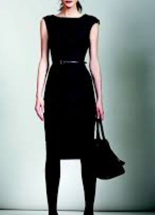 Классическое черное платье футляр с прядкой р.40