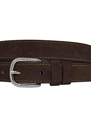 Ремінь жіночий замшевий темно-коричневий прошитий 3см