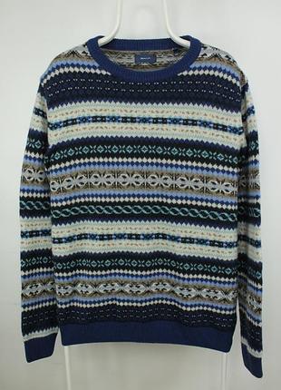 Шикарний вовняний светр gant men's fair isle crew lambswool sweater