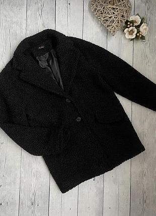 Женское зимнее чёрное пальто тедди от exon s(36)8