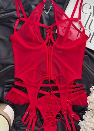 Корсет сексуальный комплект белья стринги гартеры